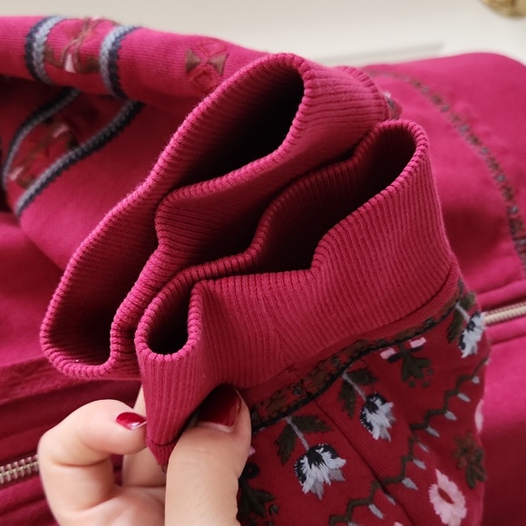 DRIFTWOOD Teddy Zip Up Hoodie In Burgundy with Embroidery from Sundance - Picture 8 of 11